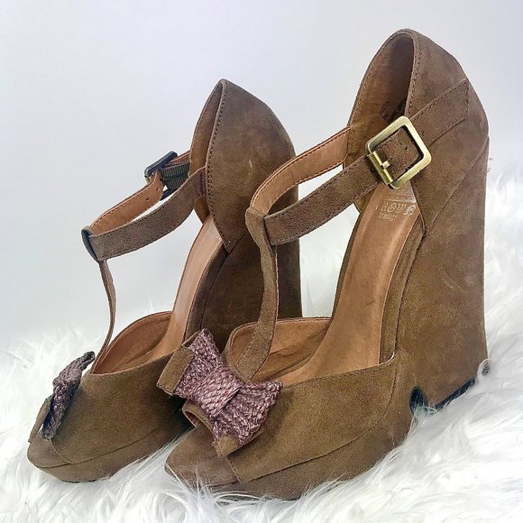 CROWN VINTAGE Platform Wedges, Brown, Size 8M - Picture 1 of 8
